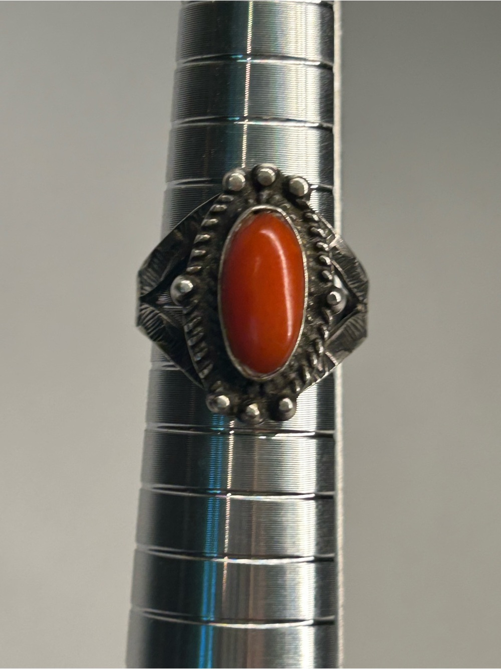 Vintage Navajo Silver And Coral Women’s Ring Size 5.5